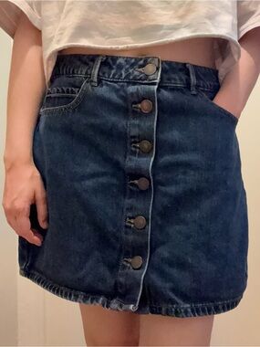 Garage Blue Button-Front Denim Skirt